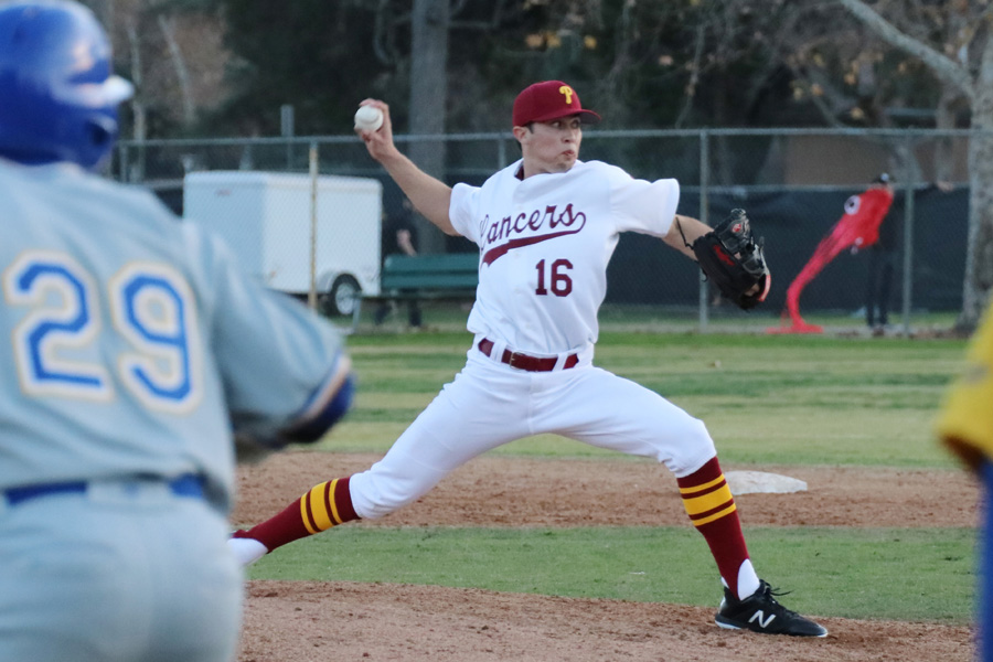 Nathan Garkow struck out 10 batters as PCC beat Santa Barbara on Wednesday, photo by Richard Quinton.