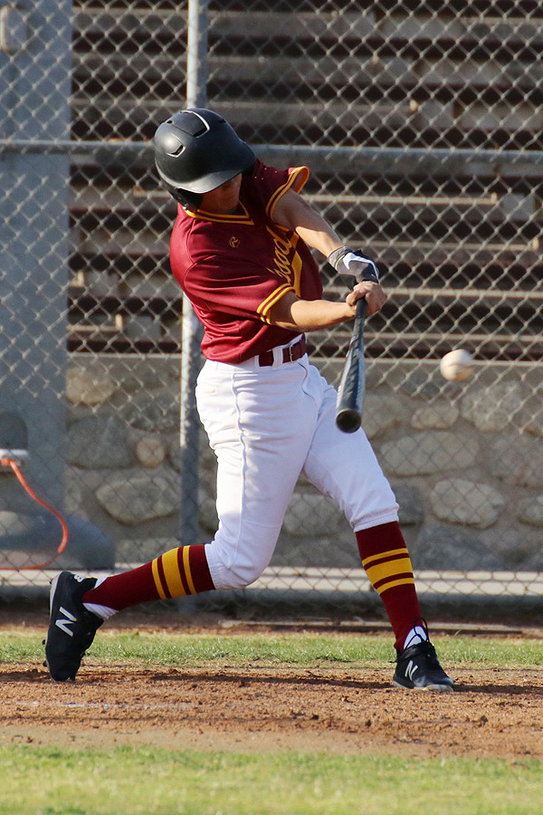 Edward Manzo hit the game-winning double in Monday's 6-4 win at Cerritos College, photo by Richard Quinton.