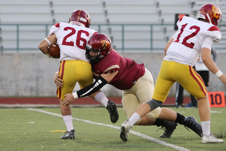 Lancer letterman defensive lineman David Vardanian is a local product from La Canada High.