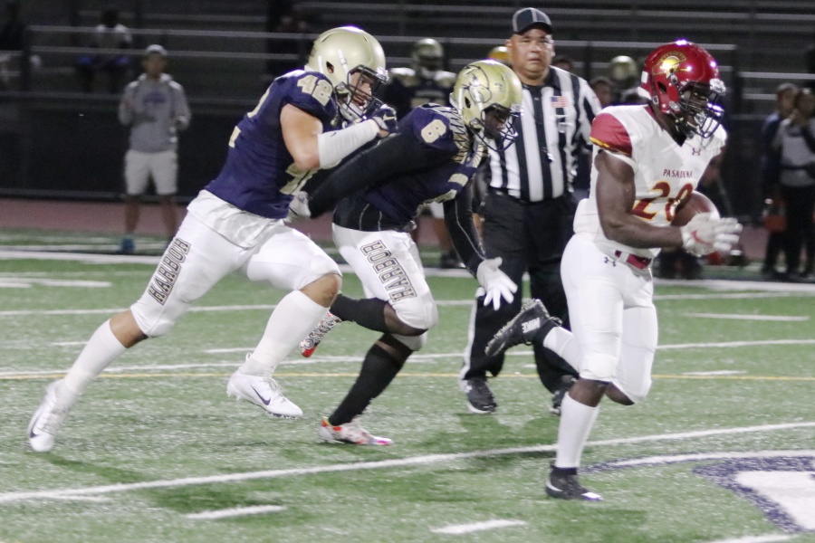 Lancer Darnell Williams, seen in last week's win over LA Harbor, rushed for 146 yards in Saturday's season finale.