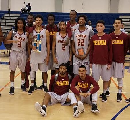 Kyle Mitchell holds his All-Sequoias Tourney plaque and Josiah Woods with the consolation title trophy after PCC finished 2-1 and in fifth place at the College of the Sequoias Kirby Mannon Tournament Dec. 14-16, photo courtesy of coaching staff.