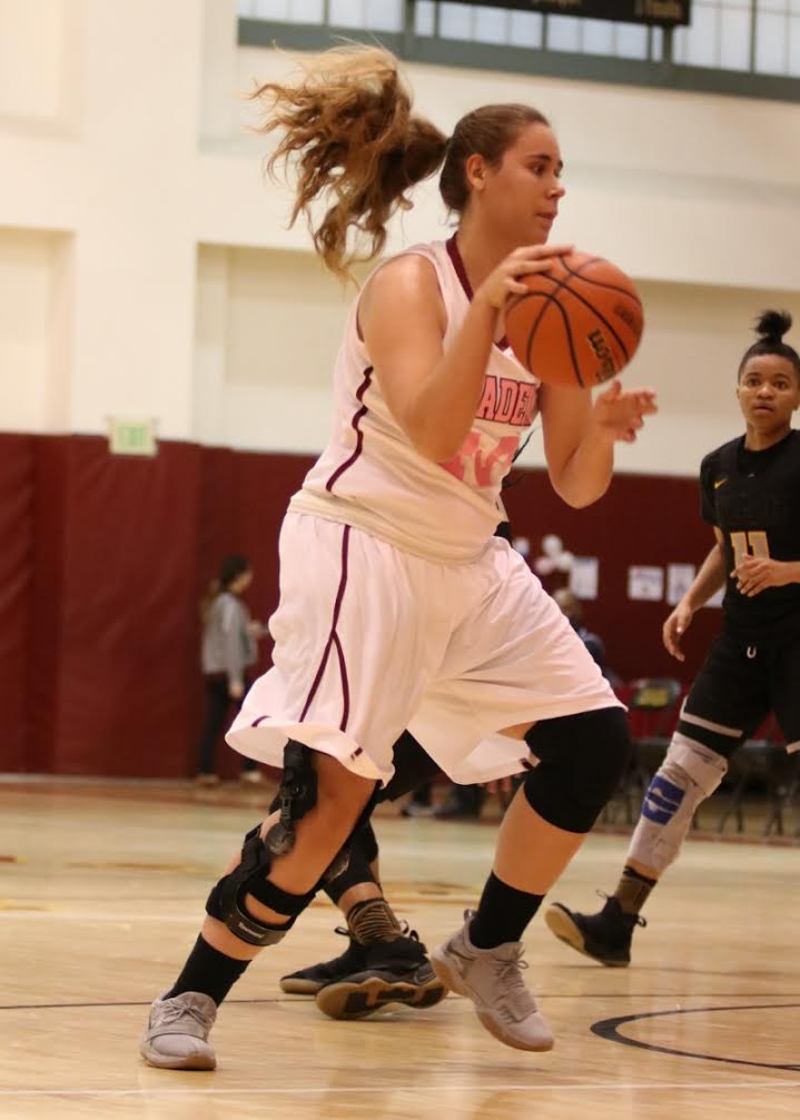 Alisa Shinn became only the eighth player in PCC women's basketball history to reach 900 points in a career on Friday at Mt. San Antonio College, photo by Richard Quinton.