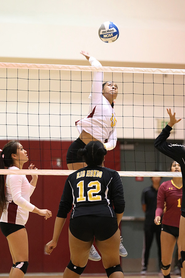 Lania Potter continues to be a steady influence for the Lancers at middle blocker. She pounded 12 kills in Friday's win over East Los Angeles.