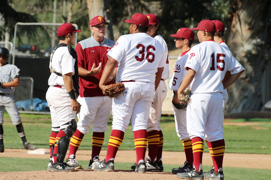 PCC Coach Pat McGee has a chance to direct his 20th victory this season as the Lancers open a 3-game series Tuesday v. Mt. San Antonio, photo by Richard Quinton.