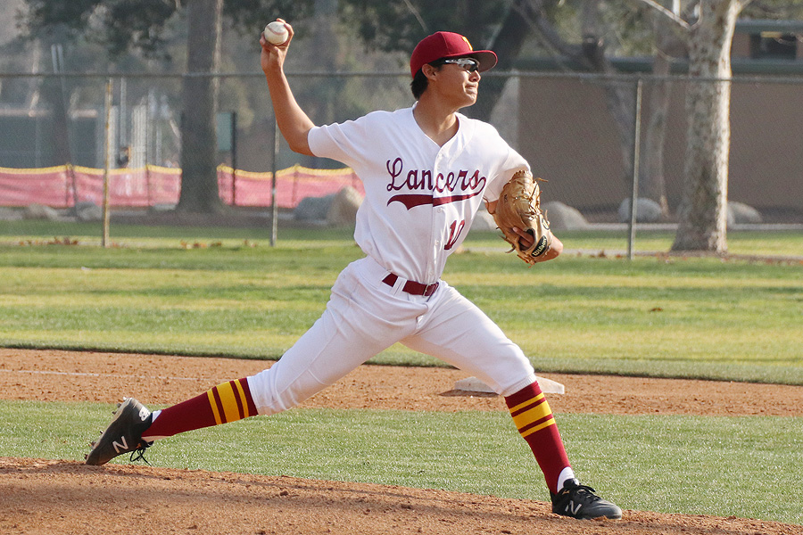 Lancer Matt Orozco allowed just four hits in seven innings in PCC's win over Fullerton Tuesday, photo by Richard Quinton.
