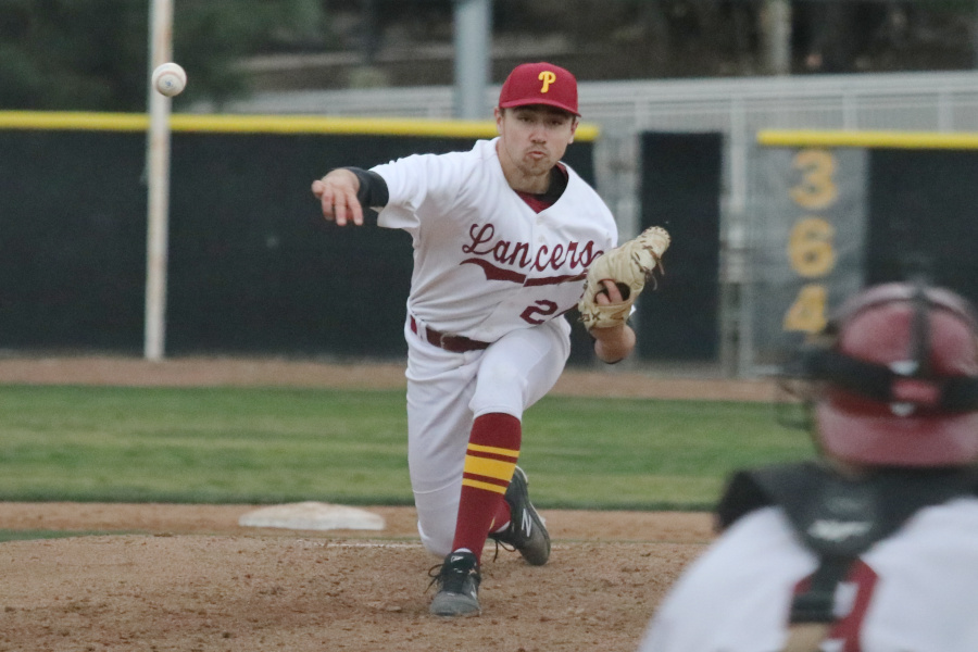 Lancer Gordon Ingebritson fires a pitch during his 5-hitter v. Glendale on Wednesday, photo by Richard Quinton.