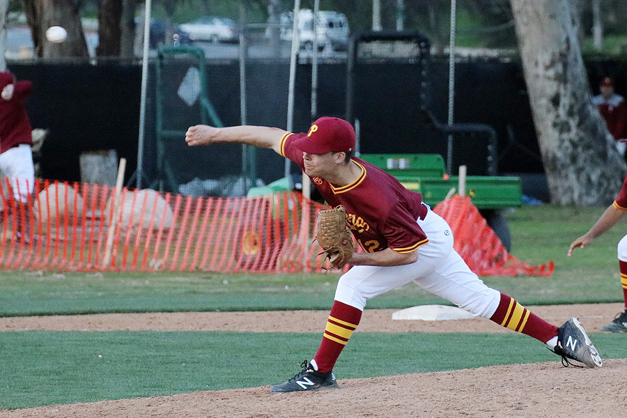 Lorenzo Llorens fires a pitch during PCC's win over Oxnard on Tuesday, photo by Richard Quinton.