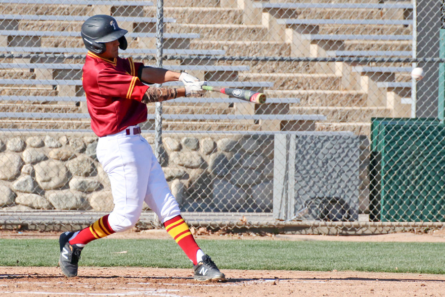 Gabriel Arellano has been a hitting sensation thus far in his first collegeiate games for the PCC baseball team, photo by Richard Quinton.