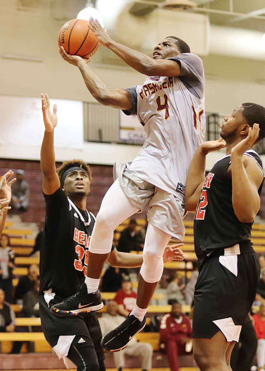 Giovonni Jackson goes up for the basket during the Lancers home loss to Long Beach City College on Wednesday night, photo by Richard Quinton.