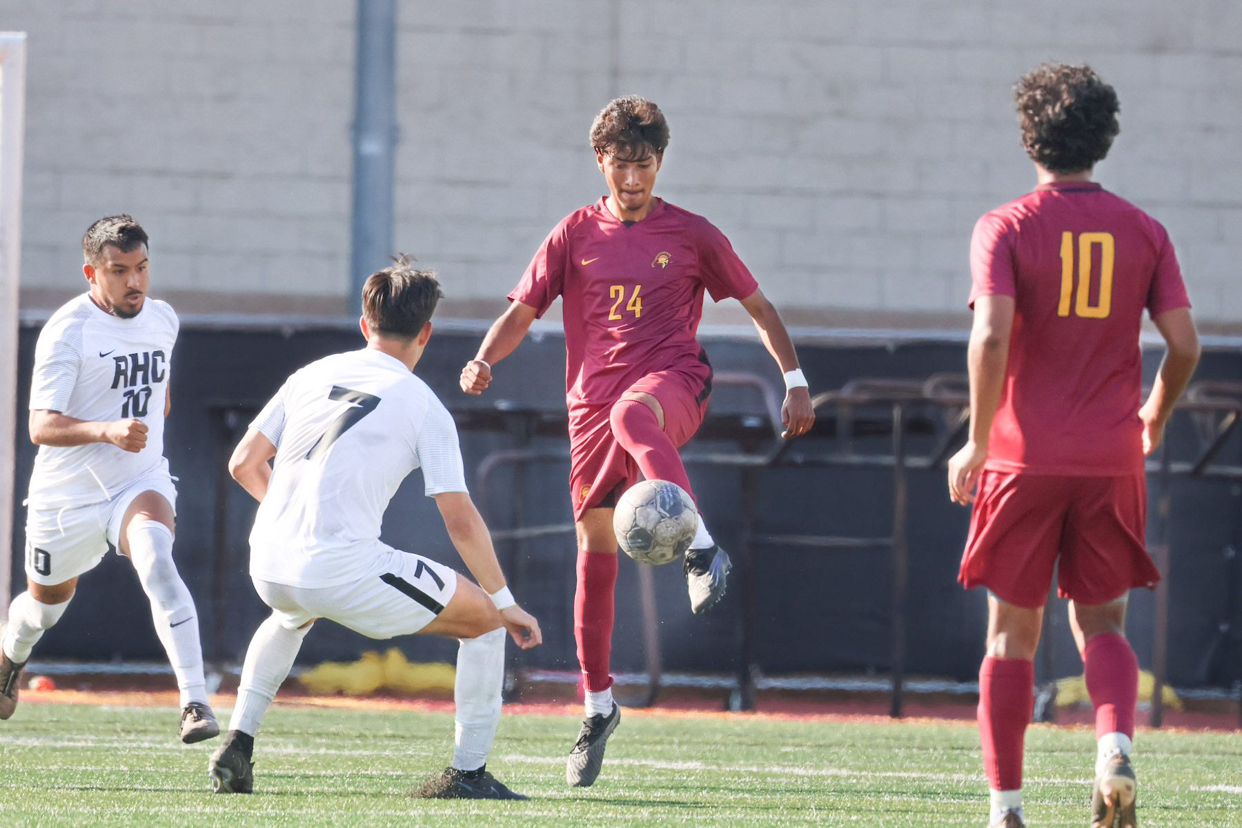 Eduardo Sanchez plays the ball during PCC's game on Wednesday (photo by Richard Quinton).