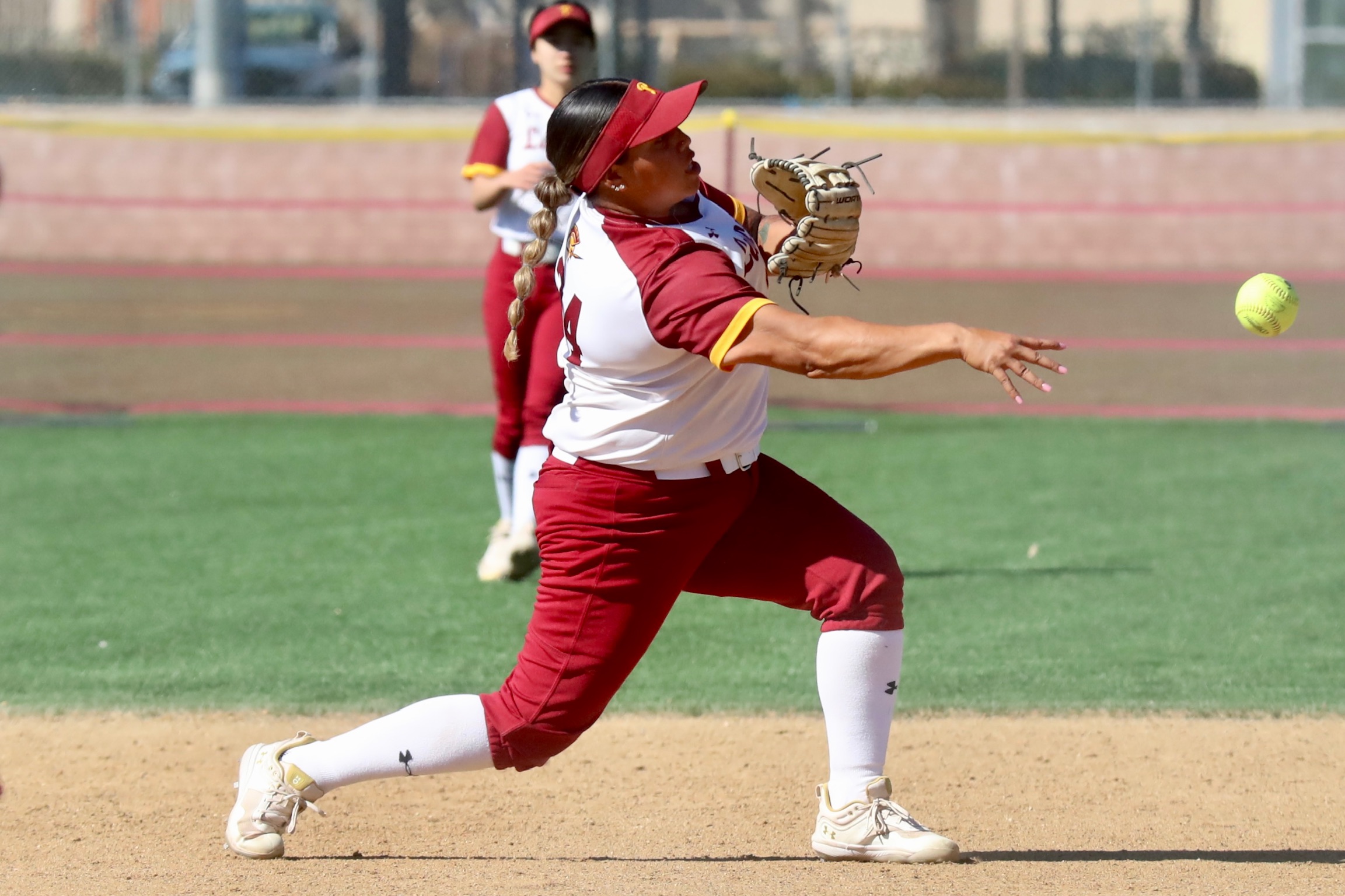 Lancers second baseman Montserra Fukumoto makes a defensive play in a recent game.