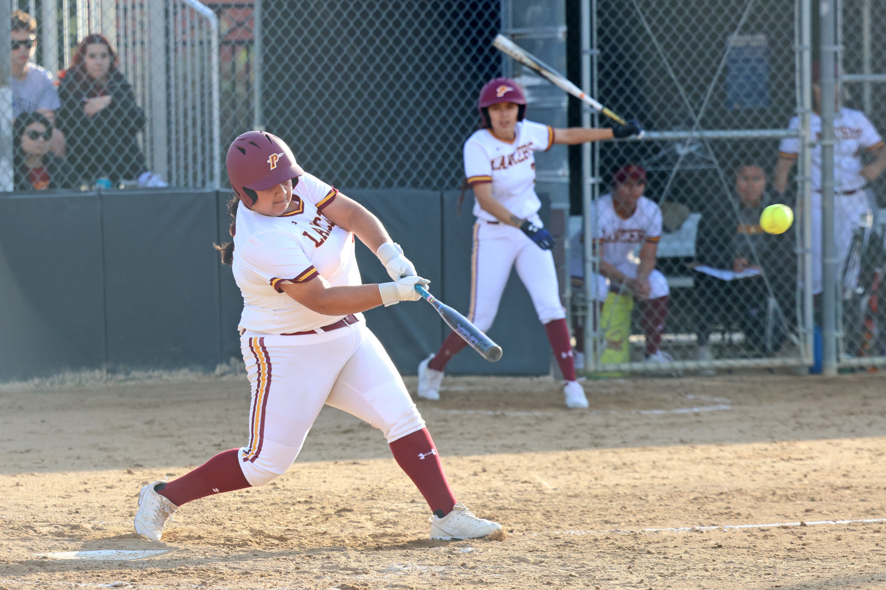 Monica Gutierrez with her second home run in as many games on Tuesday (photo by Richard Quinton).