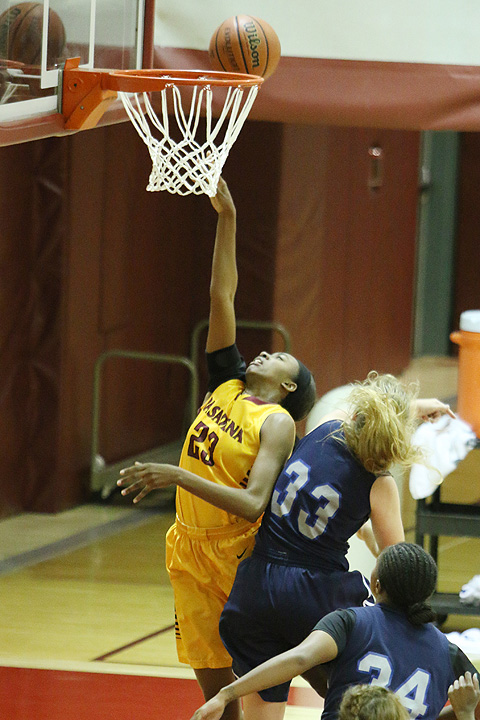 Dariel Johnson in a file photo from her PCC debut in 2014. Johnson has returned to the Lancers as the team's starting center in the 2018-19 season.