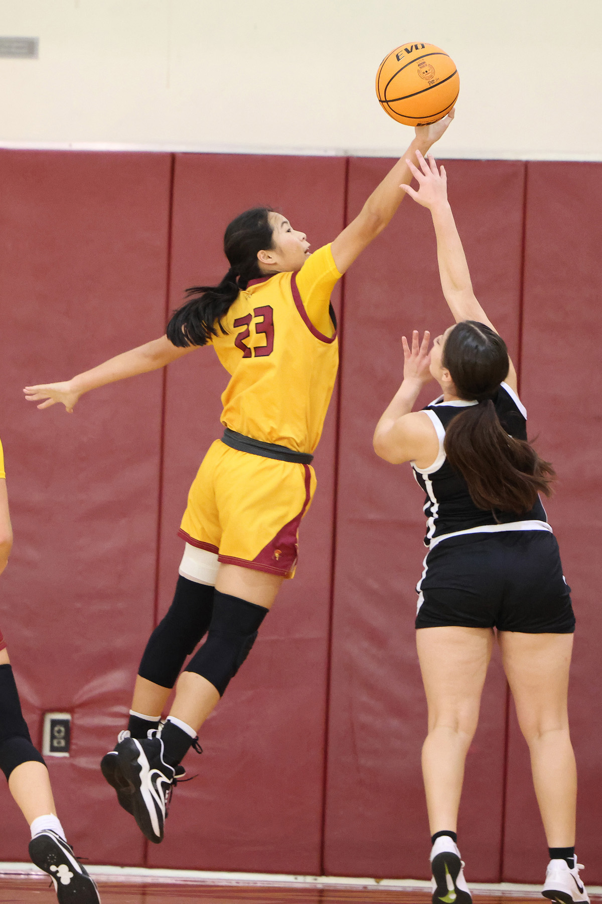 Paris Ngeam goes up to block a shot during PCC's win on Saturday (photo/gallery by Richard Quinton).