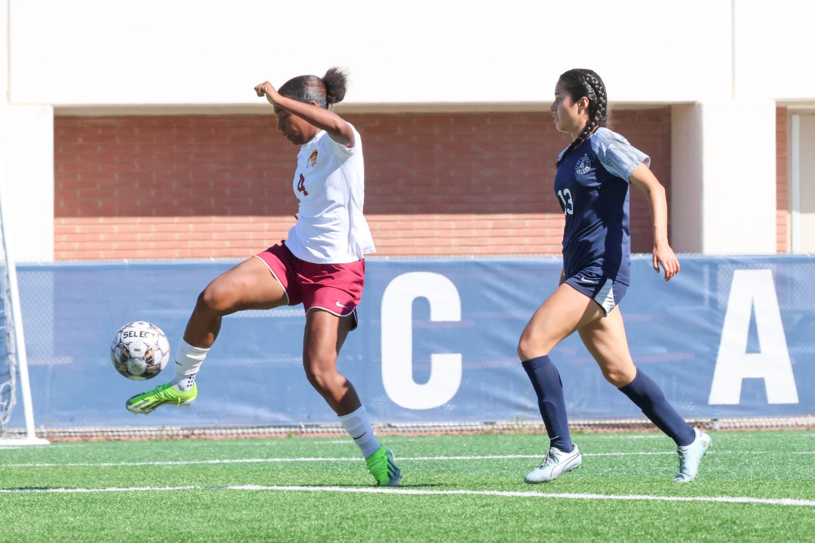 Raylyn Laney gets ready to knock in a goal during PCC's win at El Camino College on Tuesday (photo by Richard Quinton).