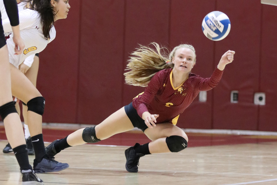 Lancer Grace Crawford put on a clinic in digging with 33 digs v. Citrus at the PCC Quad held Saturday, photo by Richard Quinton.