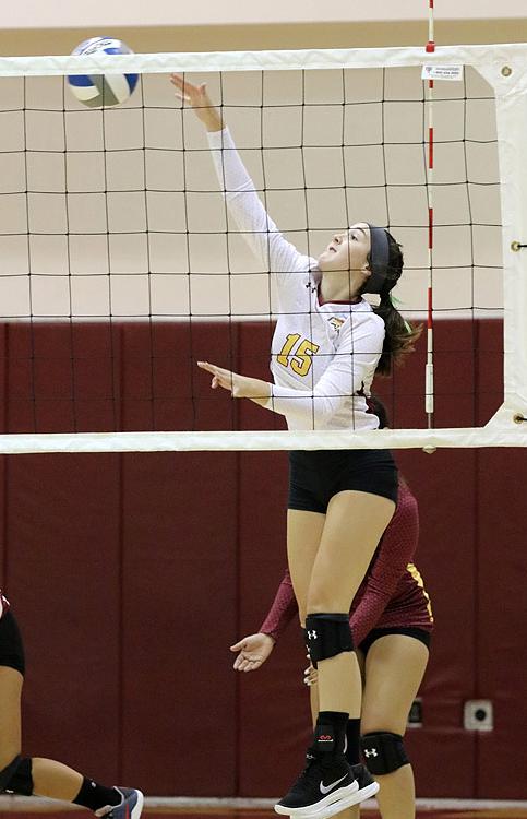 Janell Currier was on fire against Cypress when she hit 20 kills in PCC's victory on Friday.