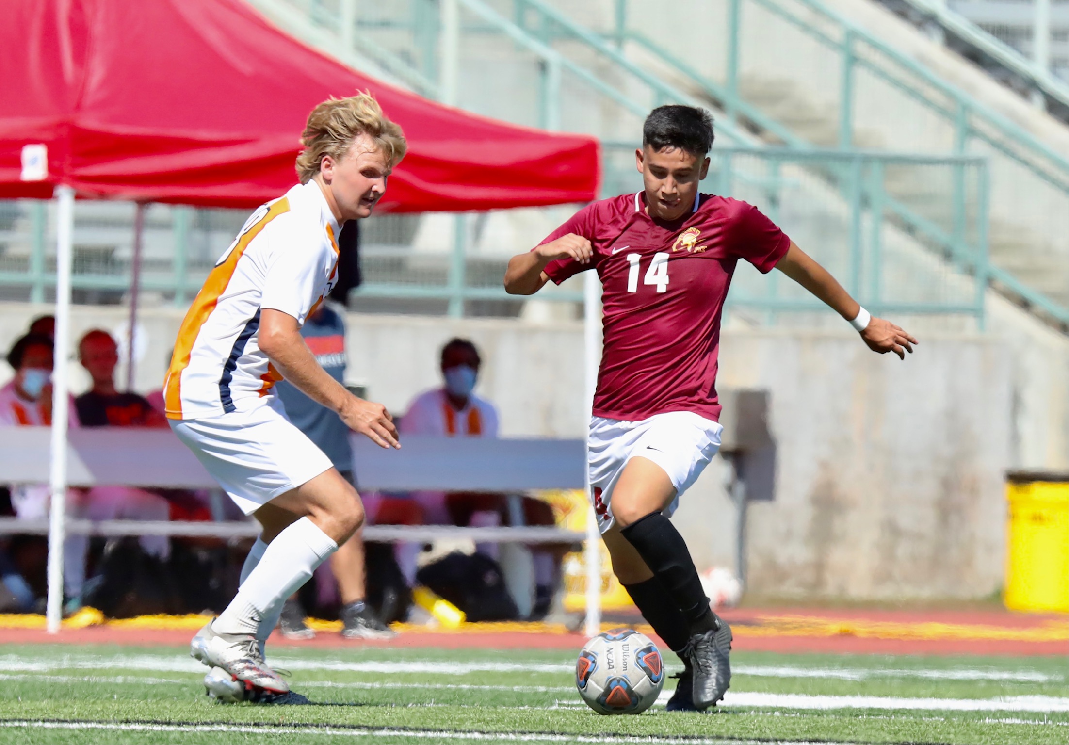 Nathan Cruz scored two goals in PCC's win on Friday at Robinson Stadium (photo by Michael Watkins).
