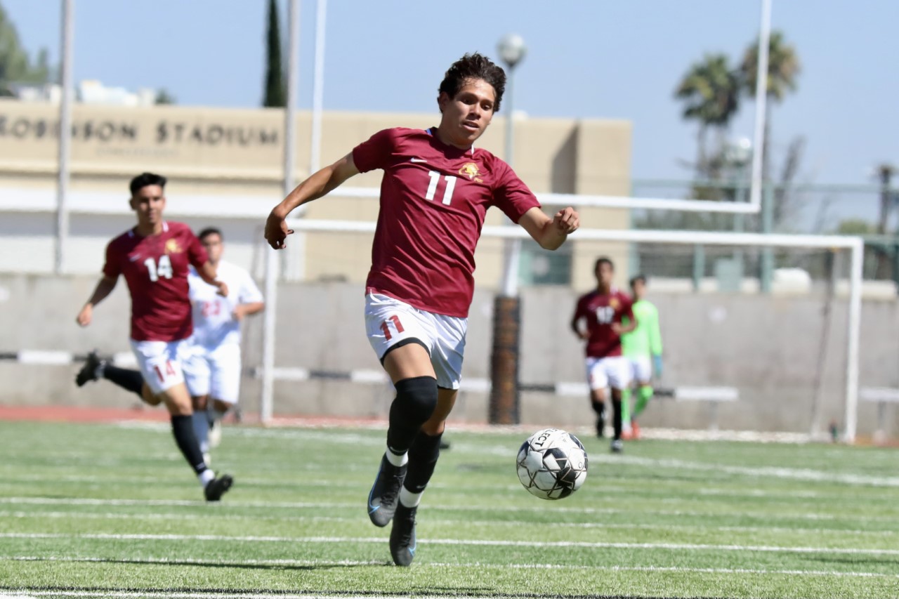 Martin Manzanilla scored a pair of goals in PCC's 4-3 win over Imperial Valley Tuesday at Robinson Stadium (photo by Michael Watkins).