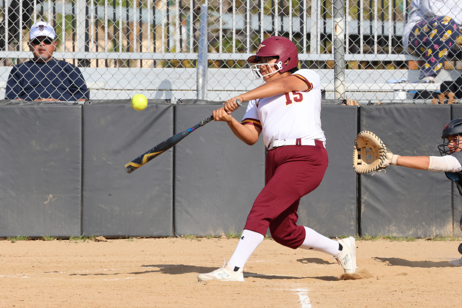 Alysa Rojas rips a hit during the Lancers win (photo by Richard Quinton).