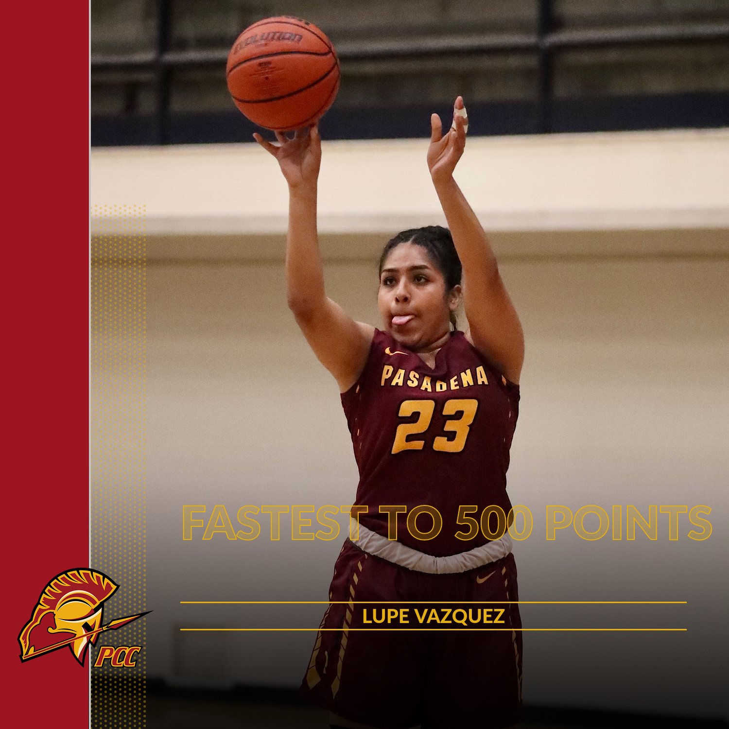 Lupe Vazquez joined the 500-point Club for PCC women's basketball on Wednesday night.