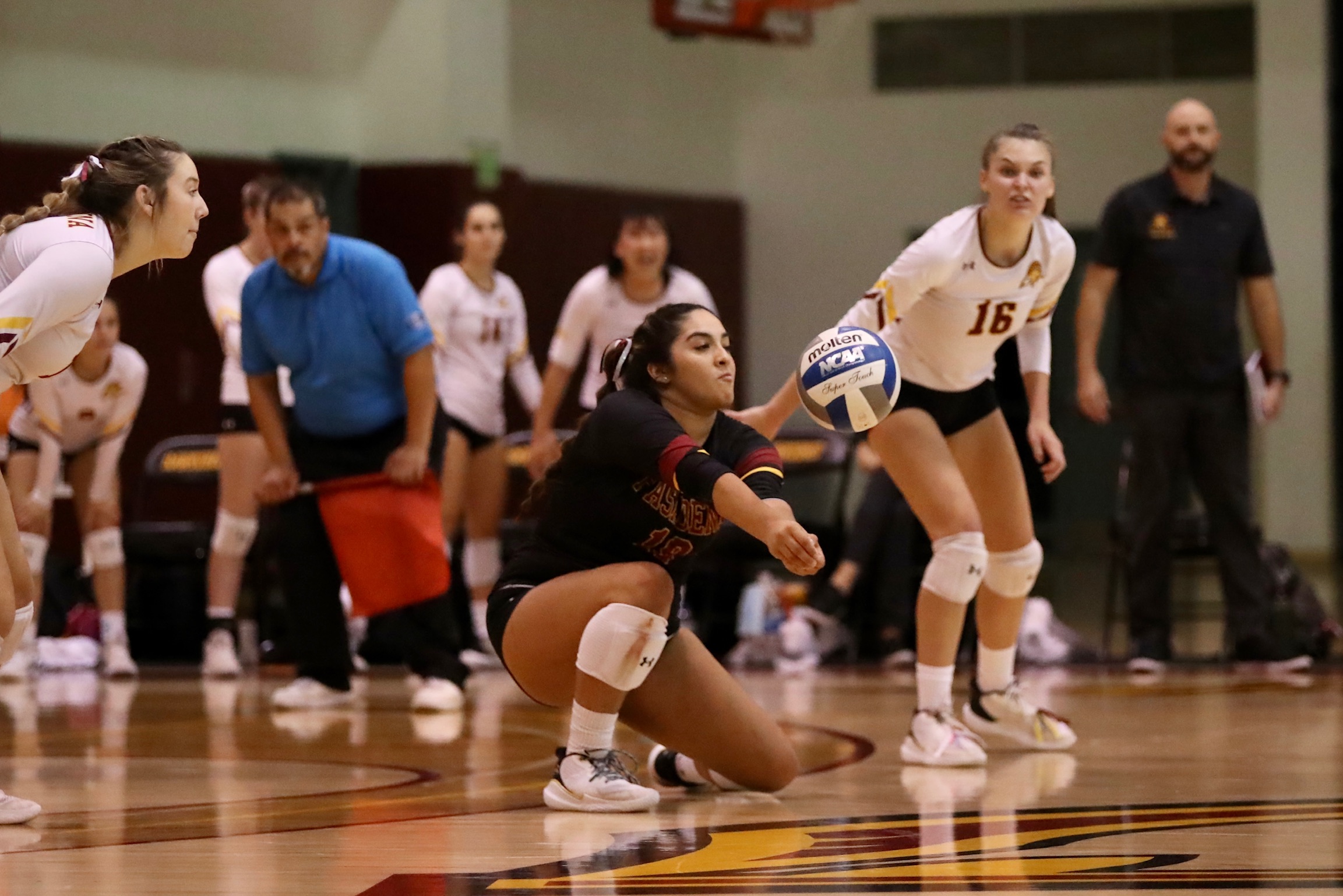 Emily Licon makes the dig during PCC's loss v. Mt. SAC on Wednesday (photo by Michael Watkins).